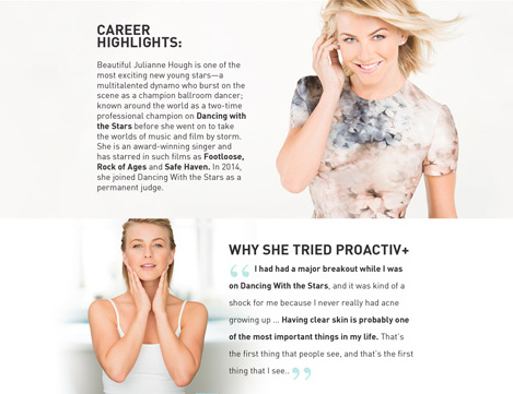 Proactiv celebrity landing pages